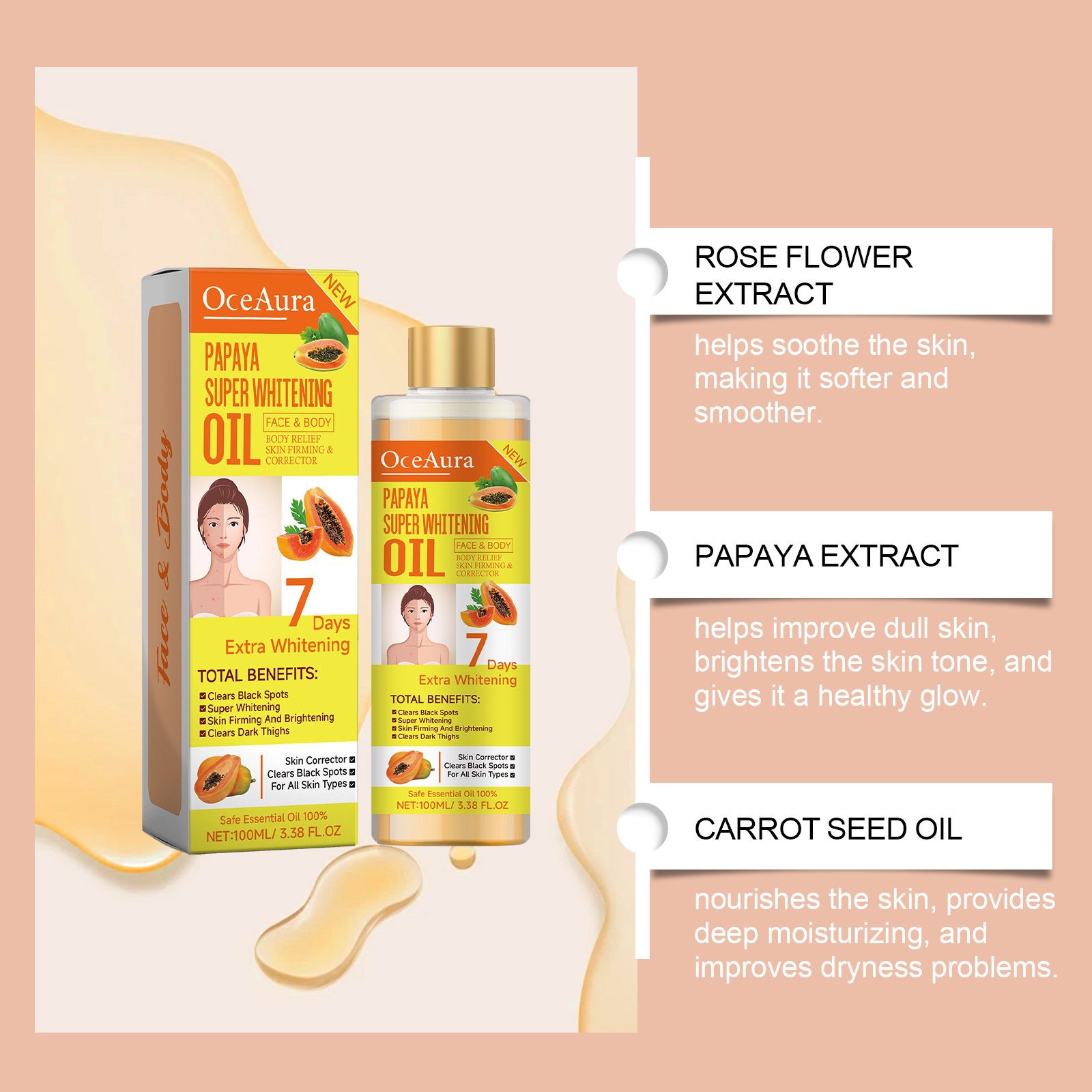 Body Whitening Oil 100ml Natur - Substrate Coconut Fiber 评论和价格