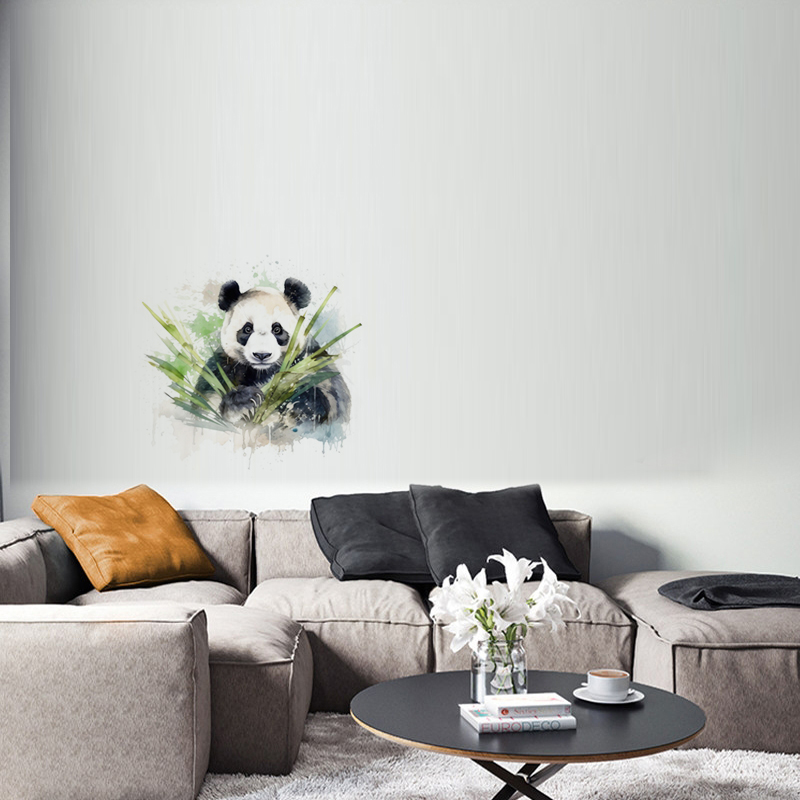 C76# Watercolor Panda Wall Sti - Pvc Panel Background 评论和价格